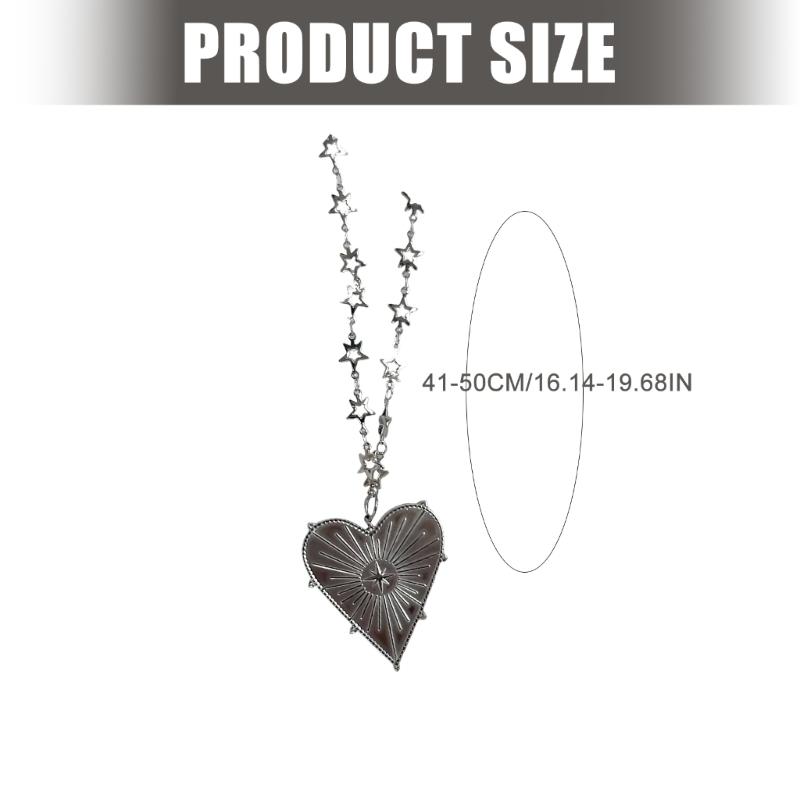 Romance Star Shaped Heart Charm Necklace With Sturdy Metal Chain For Daily Wear