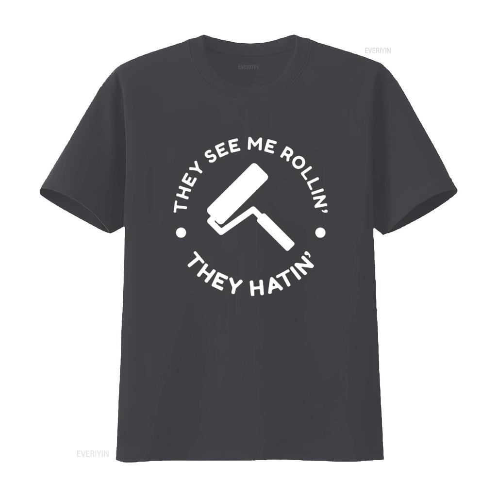 Mens Funny Painting Professional Painter T Shirt They Hatin Black Large vintage Washed Stylish graphic designer clothes