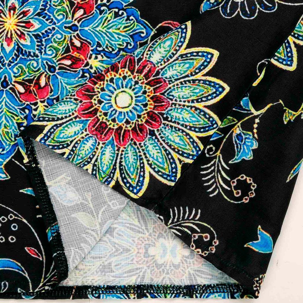 Women Half Sleeve V-Neck Casual Hot Vacation Printed Short   Dress