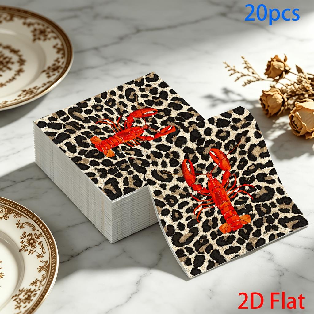 20pcs Disposable Napkins with Crab, Abalone, Seafood Pattern Print for Wedding,Parties,and Daily Use for Thanksgiving Fall Christmas Table Decoration