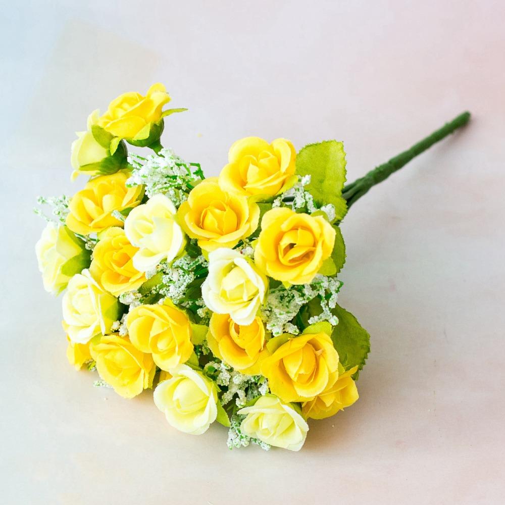 

5 Colors Valentine s Day Natural Flowers 21 Heads Spring Fake Rose Flowers Bud Home Decorative жёлтый