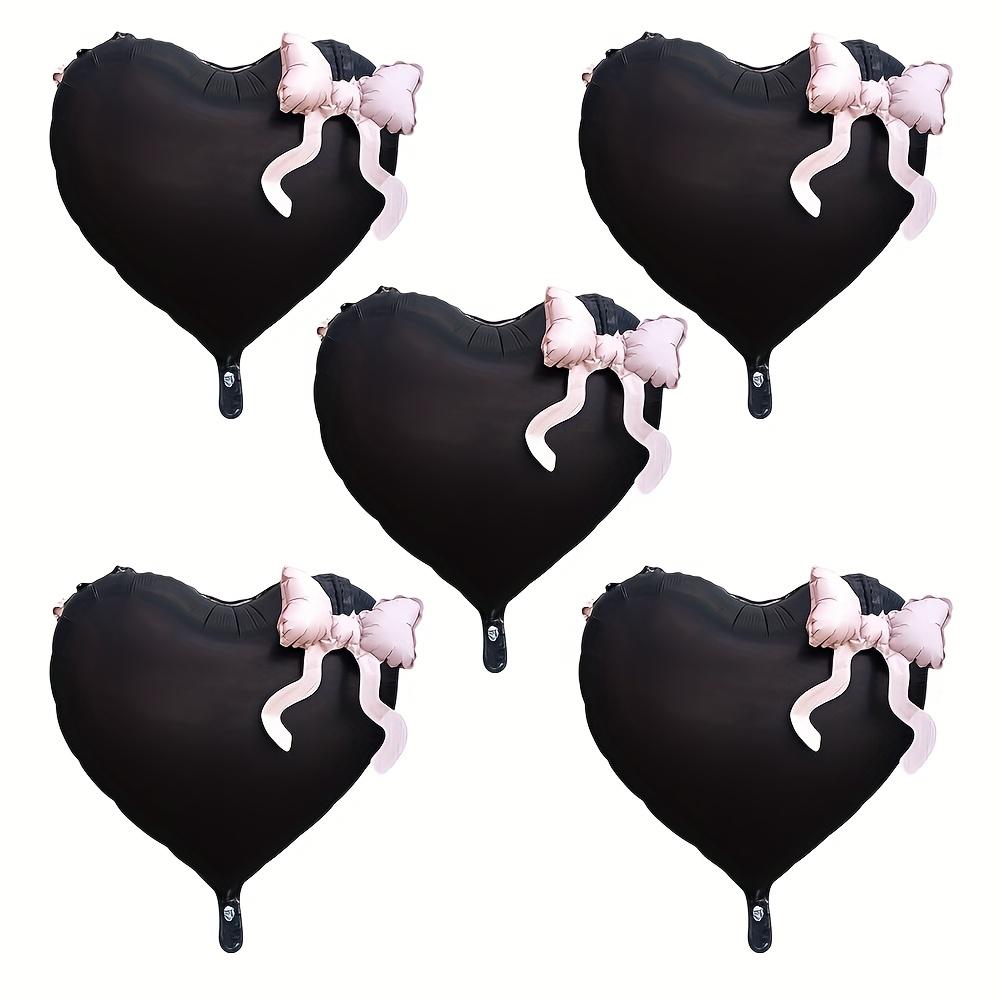 

5Pcs 22 Inch Black Heart Balloons with Bow Aluminum Foil Balloon Wedding Birthday Photo Props Valentine s Day Party Decoration 22inch
