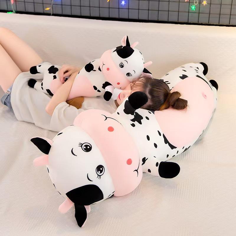 New Cute Cow Plush Toy Doll Sleeping Long Pillow Nap Rag Doll Birthday Gift