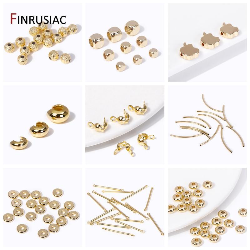 30PCS 4mm/5mm/6mm 14K Real Gold Plated Brass Flower Bali Spacer Beads For Jewelry Making DIY Handmade Jewelry Accessories