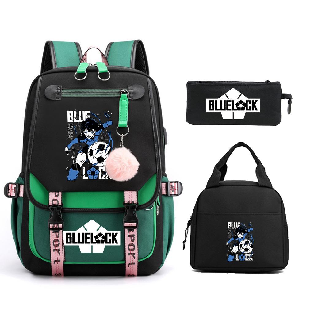 Peripheral Printed Backpack Leisure Student School Bag Pencil Bag Lunch Bag Set