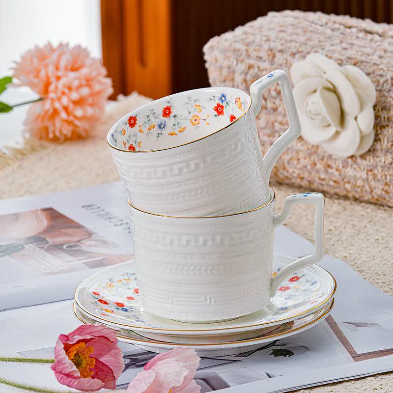 Monet Garden Bone China Couple Coffee Cup Gift Set