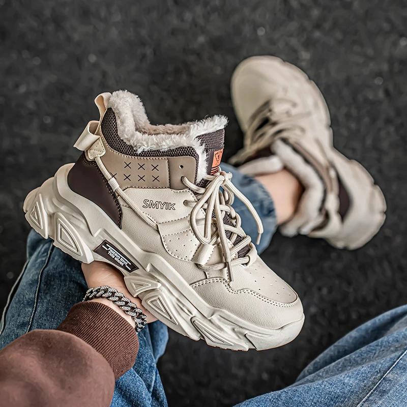 Men Boots 2024 New Winter Slippers Warm Men Shoes Waterproof Non-Slip Plush Sneakers Male Tenis Shoes Boots Men Sneakers Winter