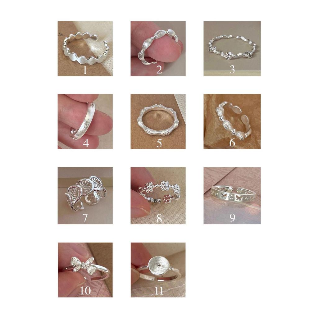 925 Sterling Silver Retro Brushed Open Finger Ring - Women's High-End Niche Light Luxury, Trendy and Non-Fading.