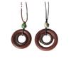 Mori Style Ethnic Wooden Necklace: Creative Wood Ring & Circle Long Sweater Chain for Women
