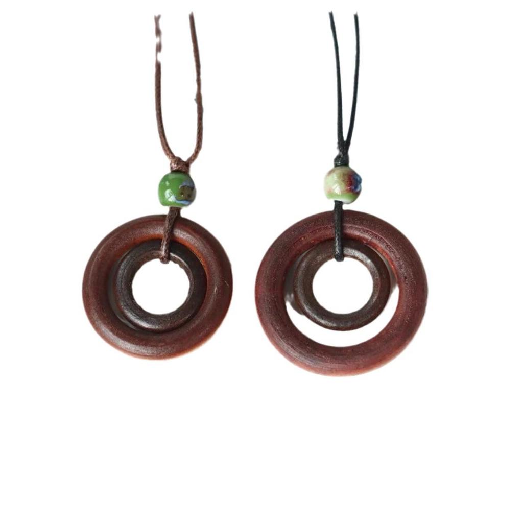 Mori Style Ethnic Wooden Necklace: Creative Wood Ring & Circle Long Sweater Chain for Women