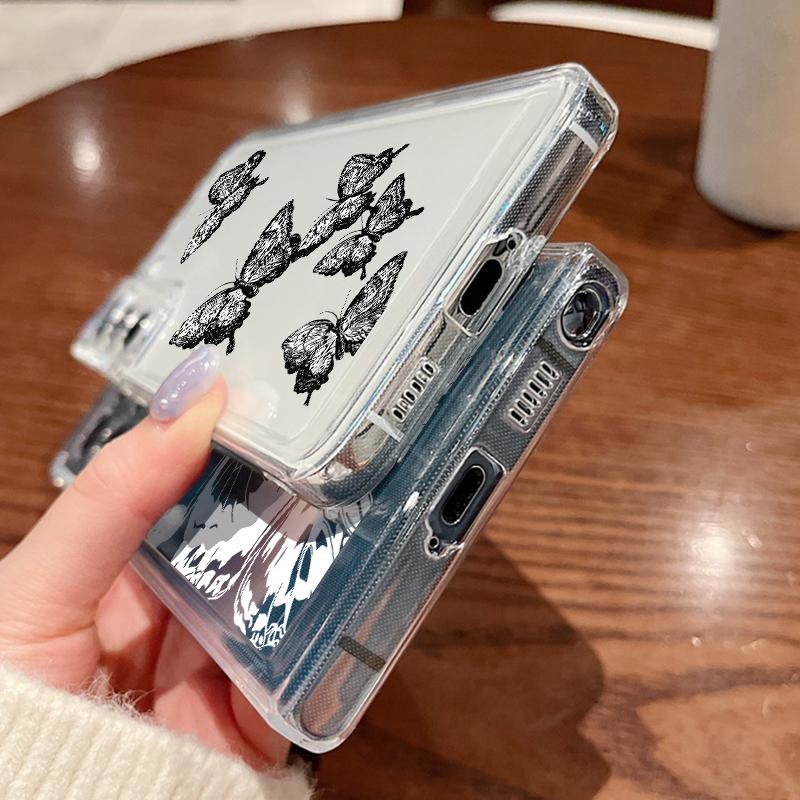 Schmetterling Blumen Hülle für Samsung Galaxy A56 A55 A54 5G A36 A35 A34 A26 A16 A15 S21 FE S22 S23 S24 Plus S25 Edge S25 Ultra Klare Weiche TPU Handyhülle