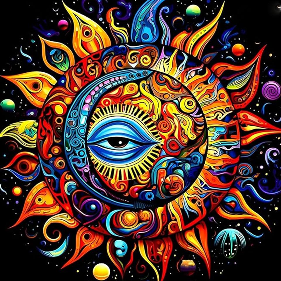 DIY Sun and Moon 5D Alien Diamond Art Set Suitable for Beginners Diamond Art Painting Set Suitable for Home Wall Decoration