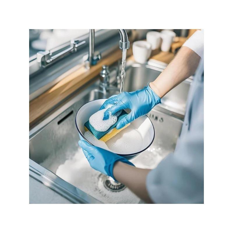 Household Cleaning Kit, 2 Streak-Free 30*40cm Microfiber Cloths + 2 Pairs Nitrile Protective Gloves for Glass & Mirror Cleaning