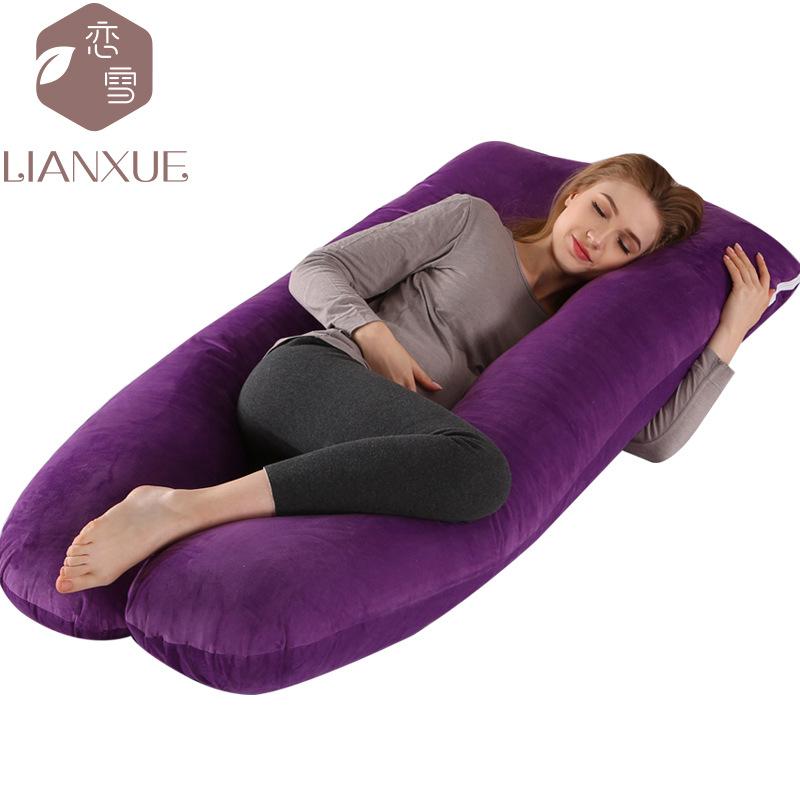 Crystal Velvet U-shaped Pregnancy Pillow Waist Protection Side Sleeping Pillow Breastfeeding Multifunctional Hug Pillow