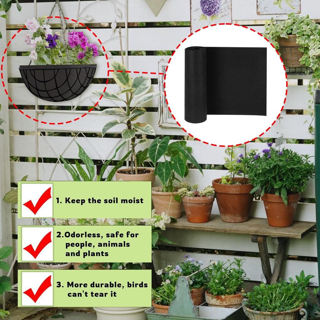 Planter Box Liner Flower Basket Liners Moisture Retention Breathable Planter Sheets Replacement For Balcony Fence Patio Yard