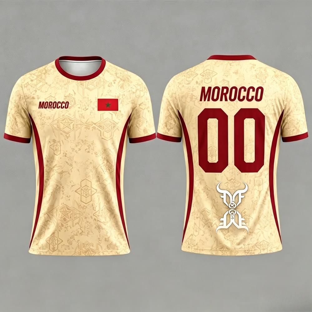 Summer Morocco Flag Print Jersey 3D Printed T-shirtBreathable Quick Dry Fashion Streetwear Sports Sleeve Men's Tee Shirt