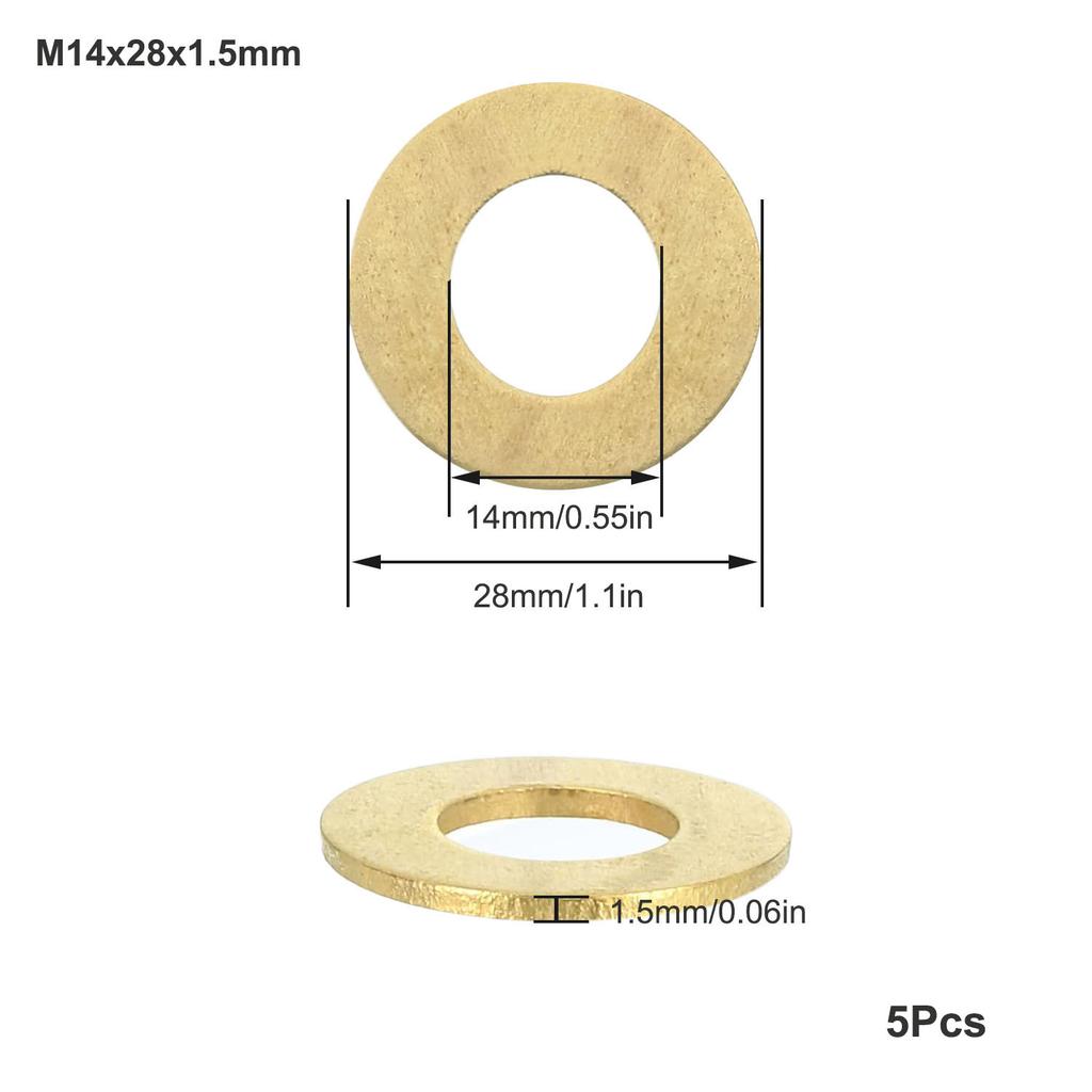10-200Pcs Brass Flat Washer M2 M2.5 M3 M4 M5 M6 M8 M10 M12 M14 M16 M18 M20 Solids Brass Gasket Shim Coppers Metal Meson Pad Spacer