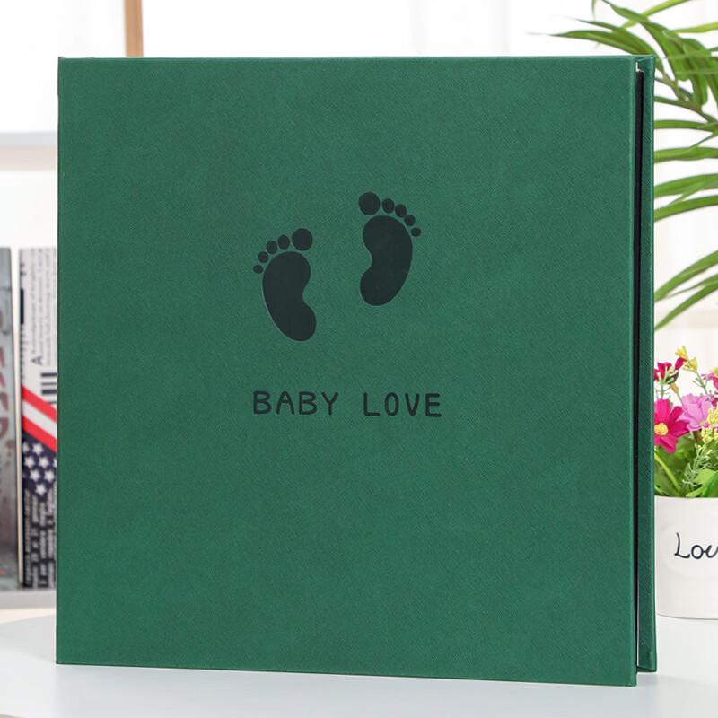 Dark Green Leather Footprint Photo Album