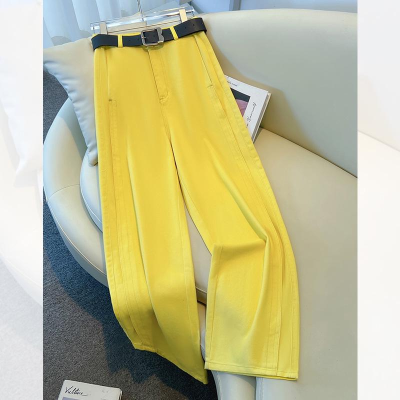 

Женские джинсы широкого кроя цвета экрю - С высокой посадкой, Свободный драп для весны/лета 2025 31/3XL for 125-135 Jin