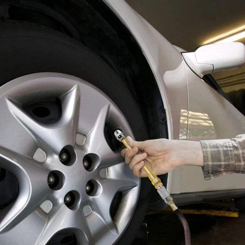 Q9QD 2 Way Connection Heavy Duty Air Chuck Set 1/4 Inch Ball Chuck Tire Inflator Dual Head Air Chuck Standard Male Quick Plug