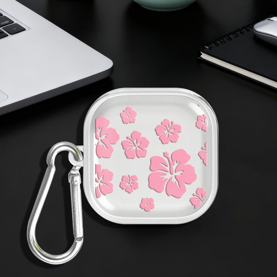 Glamorous Floral Pattern Case For Samsung Galaxy Buds 3 FE 4 Pro 2 Live 2Pro 4Pro 3Pro Clear Earphone Cases Cover With Hook
