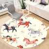 1PC Horse Pattern Office Round Area Rug, Mat Suitable For Office, Under Office Chairs Bedroom Living Room Home Decor, Room Deco