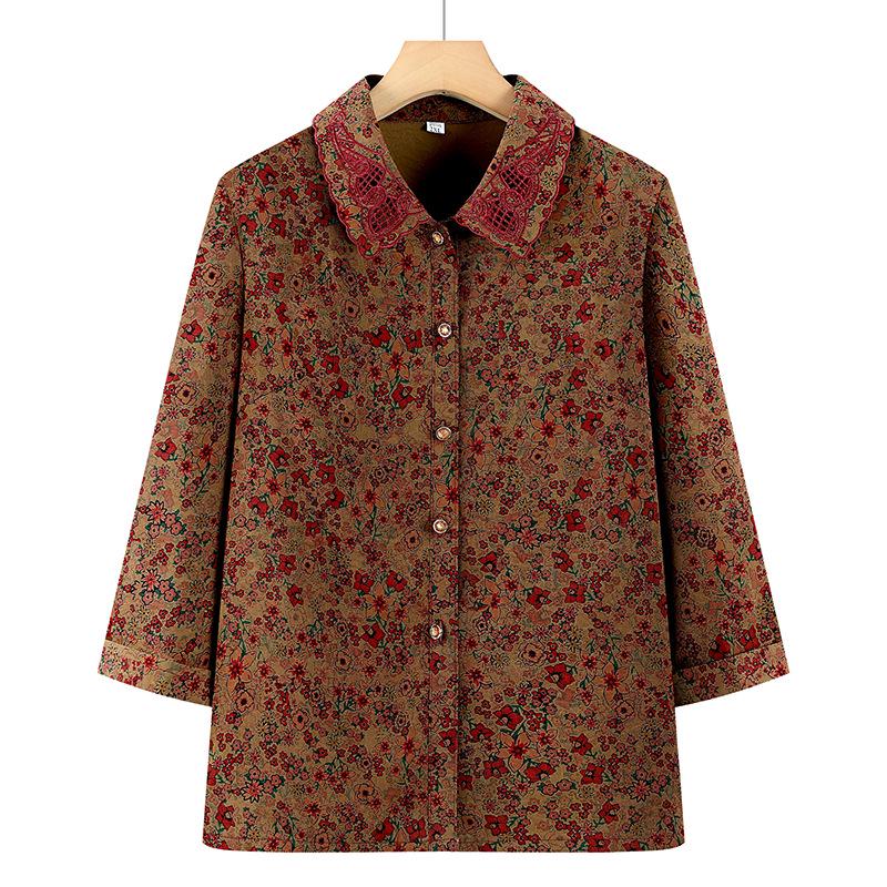 

Spring/Summer Grandma-Style Plus Size Cardigan - Printed Fashion for 60s-70s Women 5XL (recommended 155-165 jin)