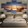 5 Panels Bootschiff Bilder Leinwandmalerei Meereslandschaft Poster und Drucke Wandkunst für Wohnzimmer Heimdekoration Ohne Rahmen