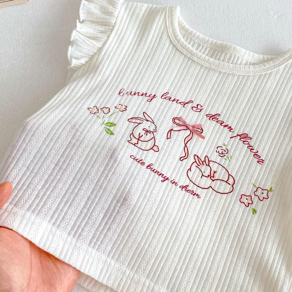 Baby Girls Cute Rabbit Print T Shirt Summer Short Sleeve Casual Fashion Top