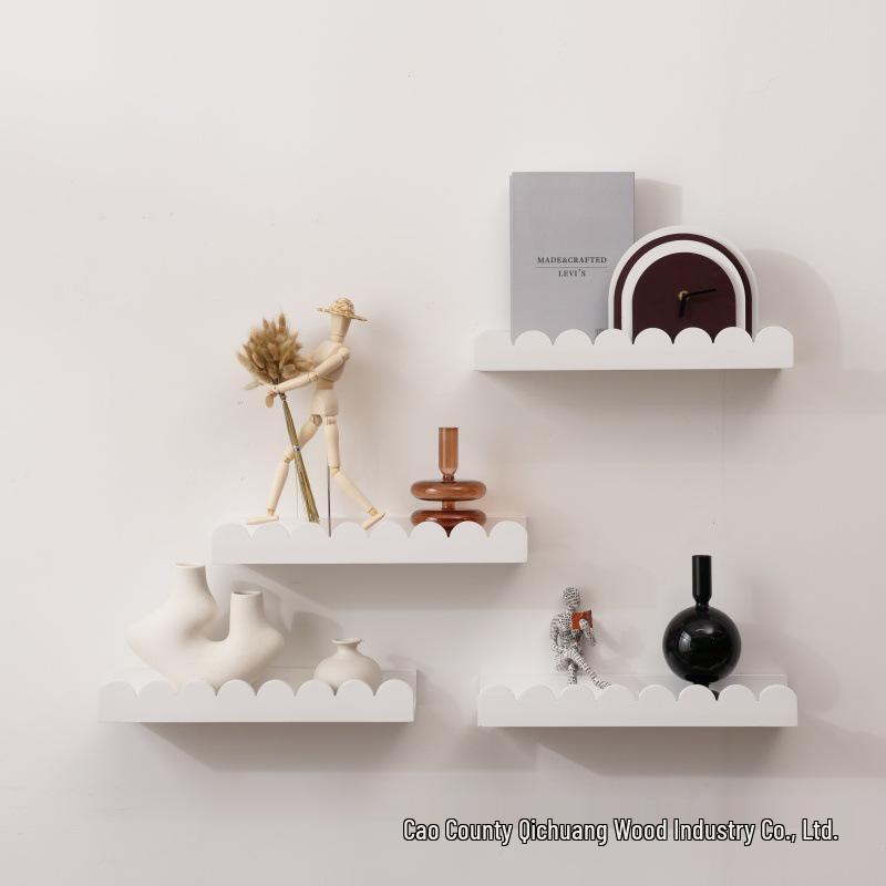 Solid Wood Lace Wall-Mounted Decorative Shelf for Home Living Room