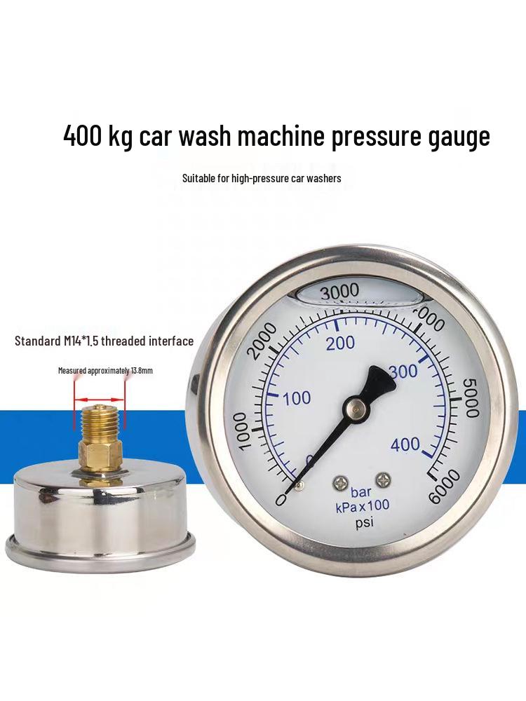 Pressure Gauge 1812/14 for Car Wash Machine Pump Head, Measures 250/400/700 kg
