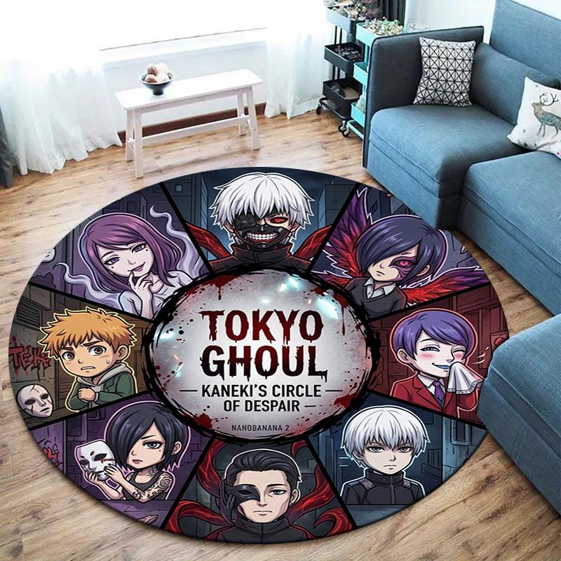 Tokyo Ghoul Okrągły Dywanik Dywan do Salonu Sypialni Sofy Pokoju Zabaw Dekoracja Antypoślizgowa Mata Podłogowa