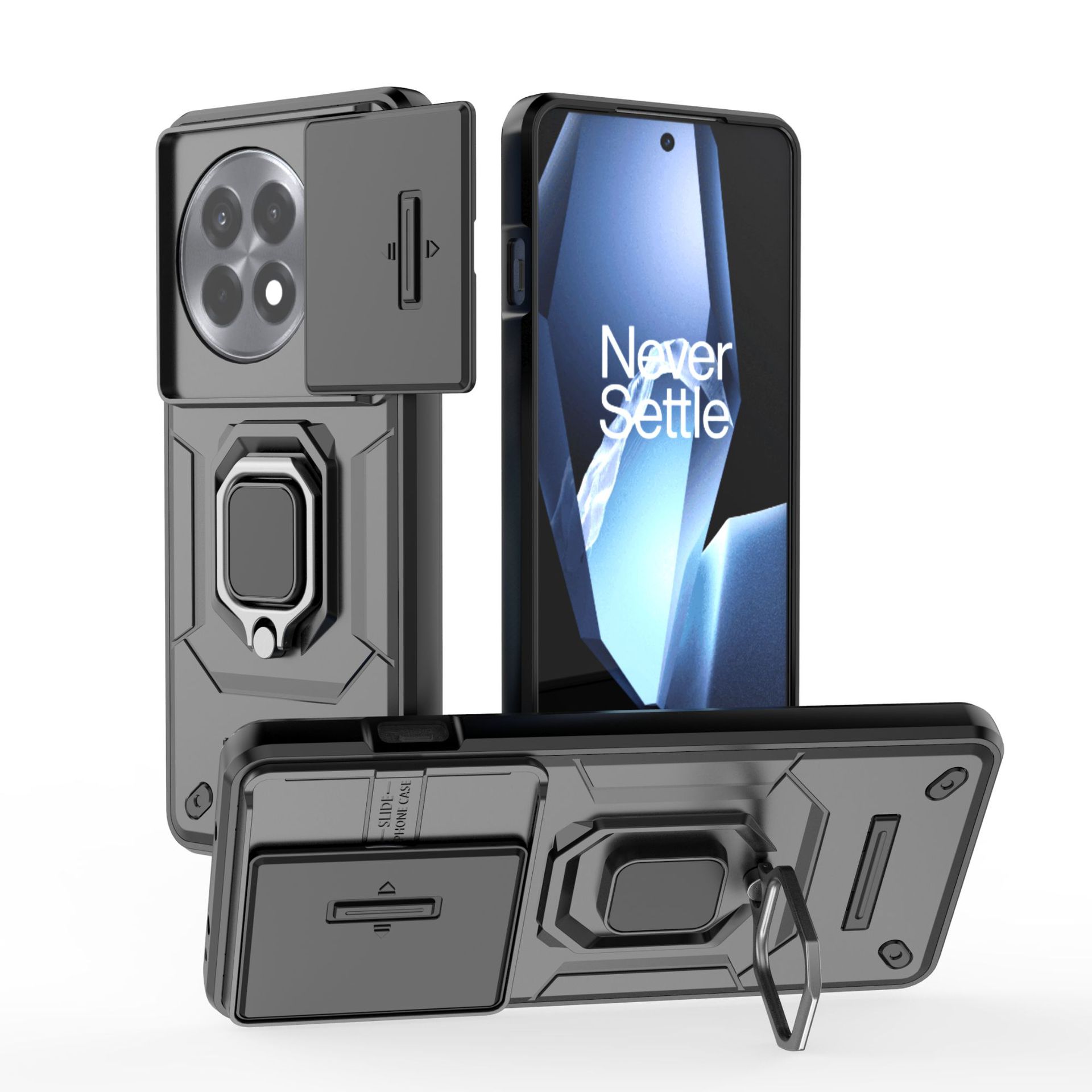 

OnePlus 12R Phone Case,Military-Grade Magnetic Kickstand Phone Case Cover for OnePlus 12R чёрный