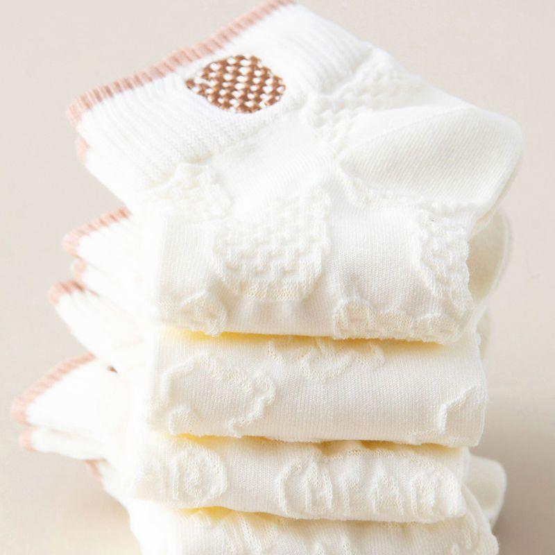 Female Spring and Summer Thin Cartoon Lovely Breathable Deodorant Low White Socks