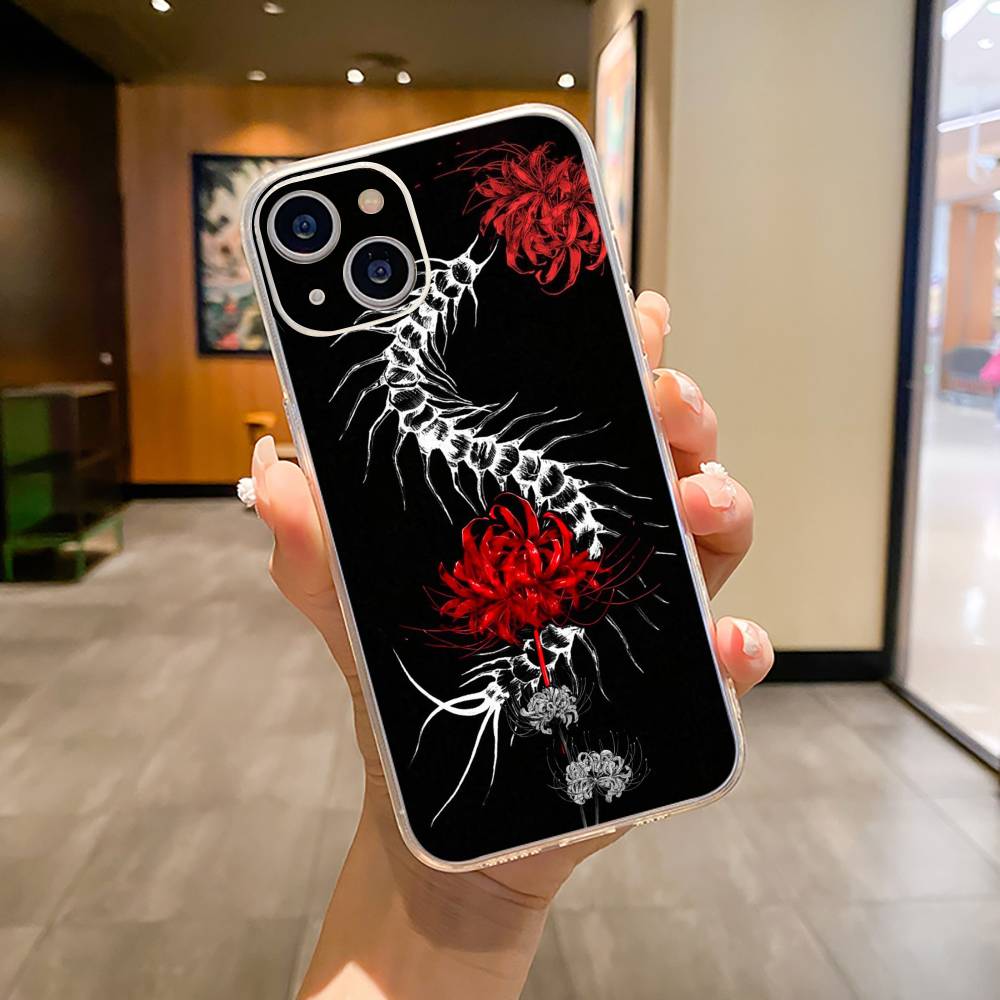 Tokyo-Red Spider Lily-Ghoul Phone Case For iPhone17,16,15,14,13,12,11 ,Pro Max,16/15/14 Plus XS Soft Silicone Transparent Cover