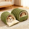 XL Warm Enclosed Cat Bed Washable Calming Pet Nest Cave Foldable Corduroy Fluffy Sleeping Bed for Winter Autumn Pet Accessories