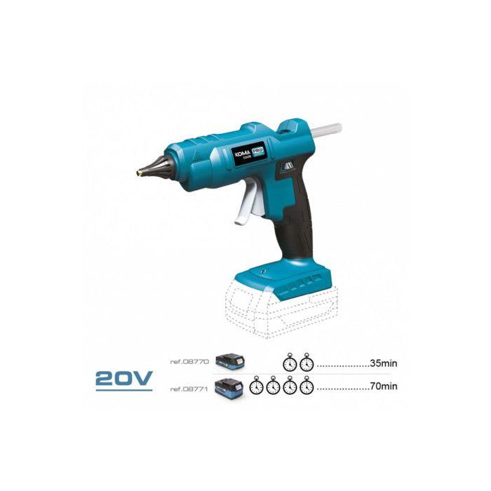Pistolet À Colle Sans Fil - KOMA TOOLS - 20V - Tiges De 11 Mm - Ergonomique - Chauffage Rapide