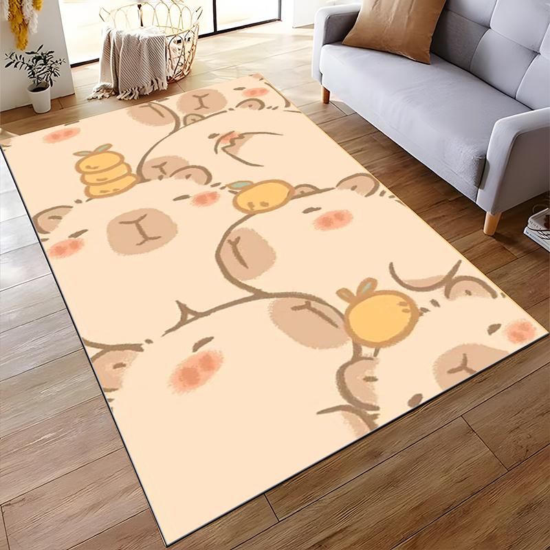 Cartoon Animal Pattern Beige Carpet for Living Room or Bedroom Decor Suitable for Use As an Anti-slip for Living Room Bedroom Sofas