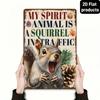 Funny Squirrel Tin Sign Vintage Metal Wall Decor - Retro 2D Flat Screaming Squirrel Plaque, My Spirit Animal Is A Squirrel In Tr
