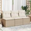 Vidaxl Garden Sofa With Cushions, 3-Seater, Beige, Poly Rattan