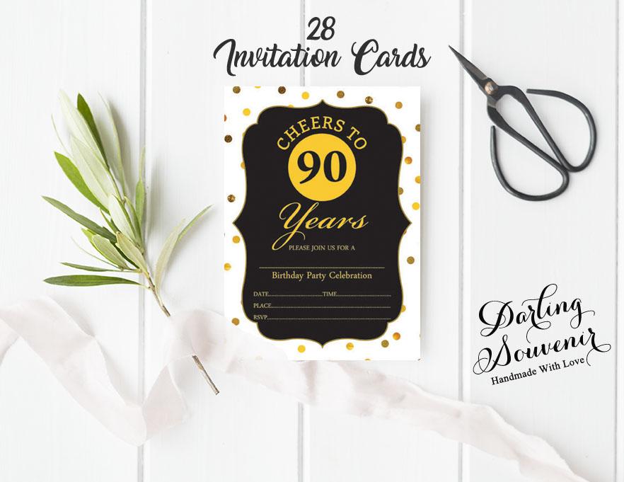 Darling Souvenir Invitație neagră pentru ziua de naștere 28 buc. Invitații de umplere sau scrise în gol. Rechizite imprimabile pentru petreceri 5 x 7