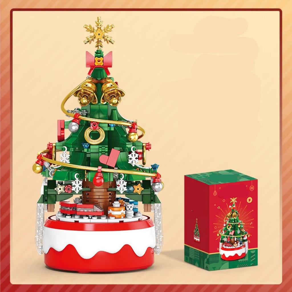 Christmas Tree Music Box Assembly, Children'S Building Block Toys, Christmas Man Decoration Gifts