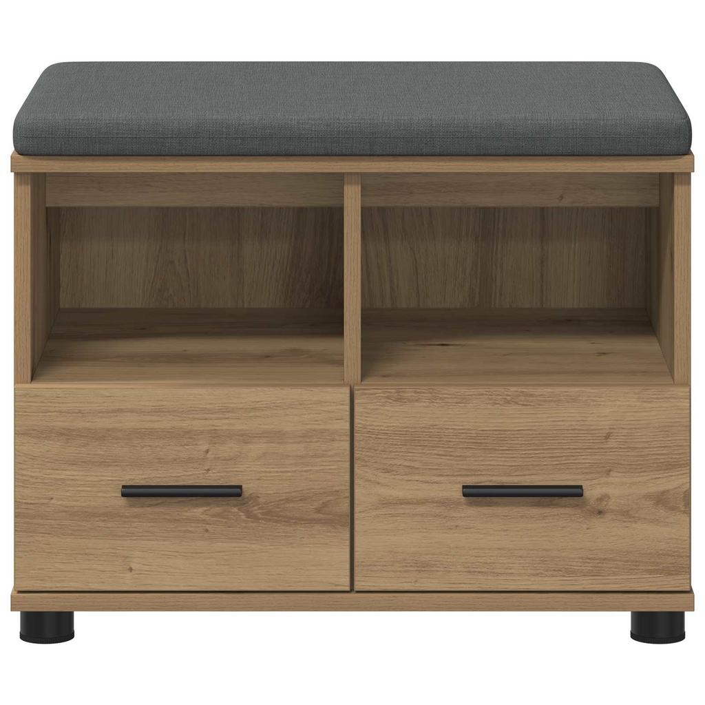 Hallway Bench with Cushion and Shelf Artisan Oak 60 x 38 x 46 cm