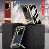 For Huawei Mate X6 Case Magsafe Leather Flip Protective Plated Side Phone Shell Back Cover with Front Tempered Glass