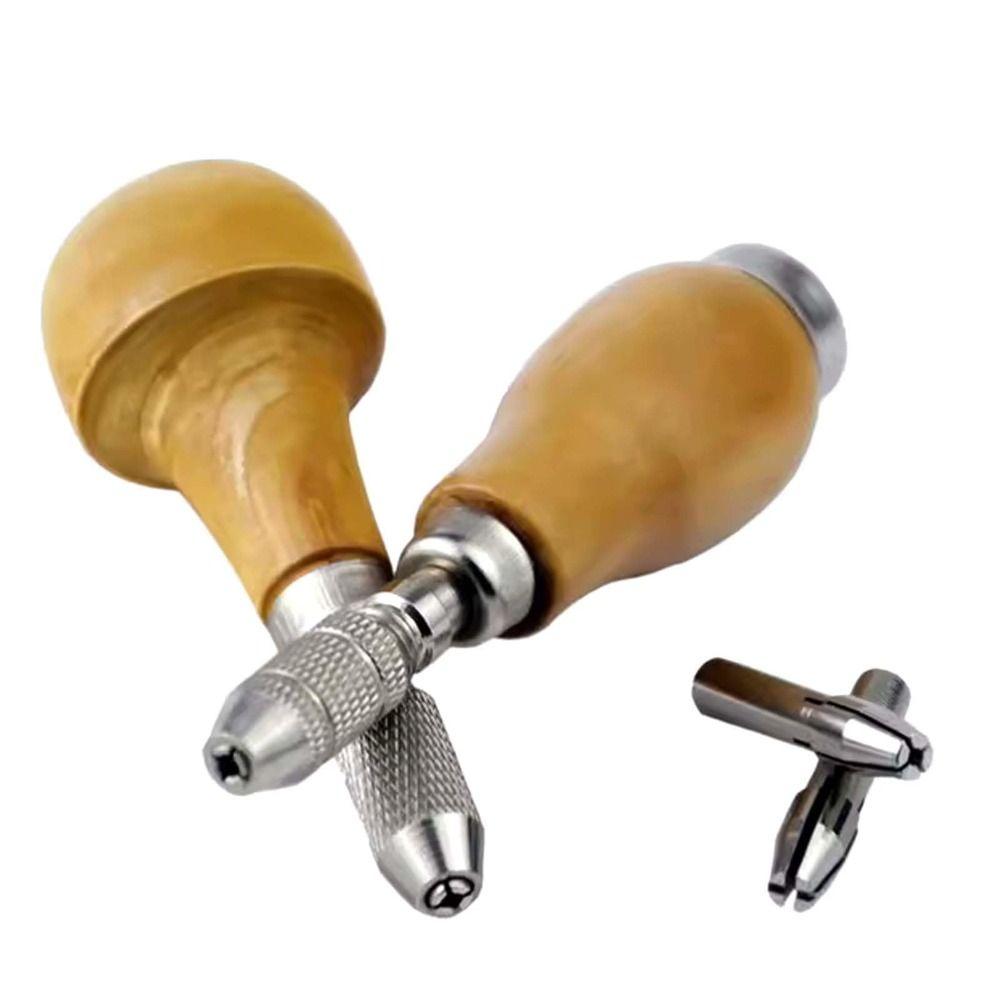 Wooden Comfort Shape Handle Pin Vises Gourd Lock Twist Drill Bits Jewelry Making Tool Home Repairs