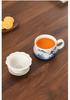 Hand-Painted Ink Wash Ceramic Tea Cup with Lid for Office or Home