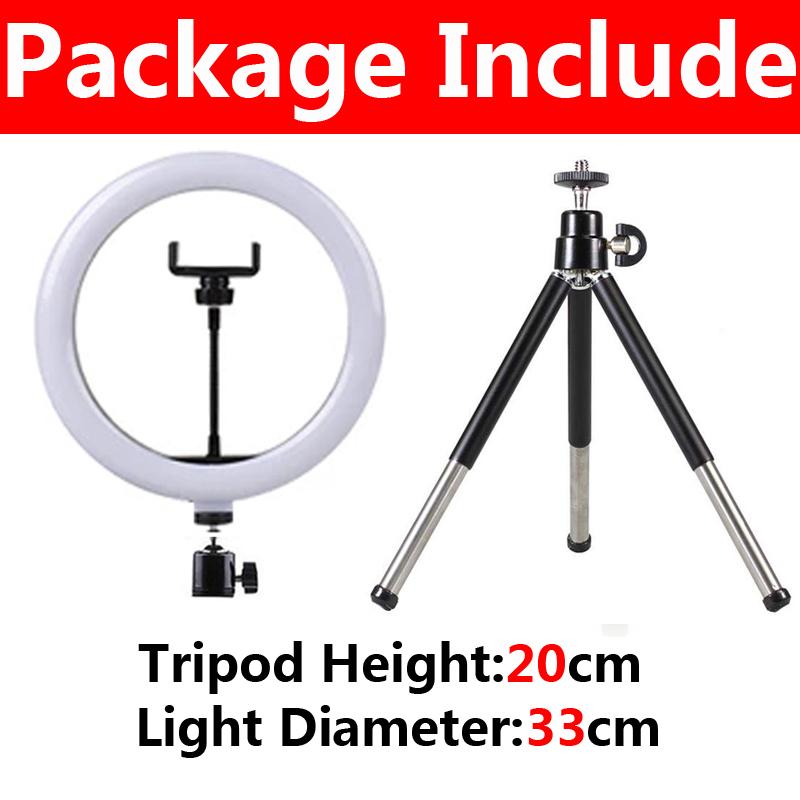 LED Ring Light Photography Adjustable Lighting Phone Ringlight With 20cm Tripod Stand USB Round Fill Lamp For Phone Video Live