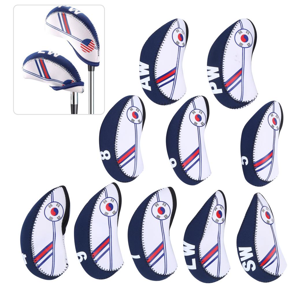 10 Stück Golfschläger Eisen Schlägerkopfhülle Schlägerende Schutz Korea Nationalflagge Farbmischung