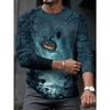 Fall Men's 3D Printed Crew Neck Long Sleeve T-Shirt Halloween Dress Up