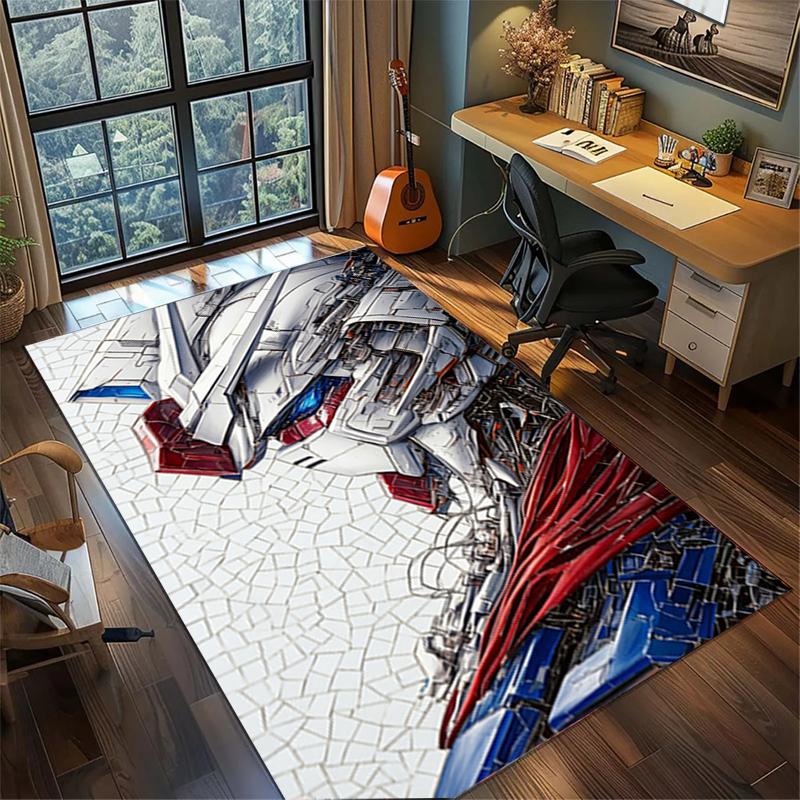 Large Gundam Area Carpet Non Slip Washable Floor Mat Gamer Room Bedroom Decor